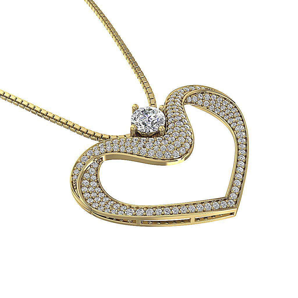 Heart Pendants SI1/I1 G 1.55 Carat 14k/18k White Yellow Rose Gold Natural Diamond