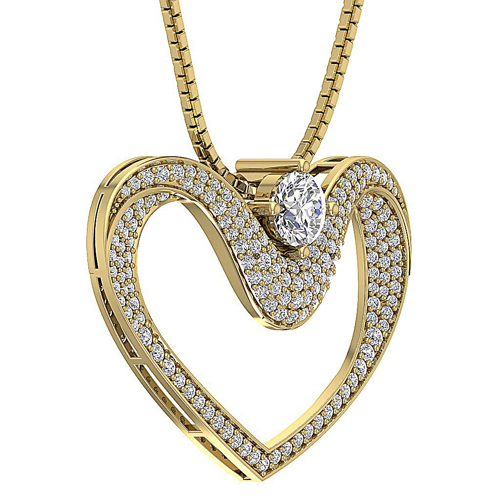 Heart Pendants SI1/I1 G 1.55 Carat 14k/18k White Yellow Rose Gold Natural Diamond