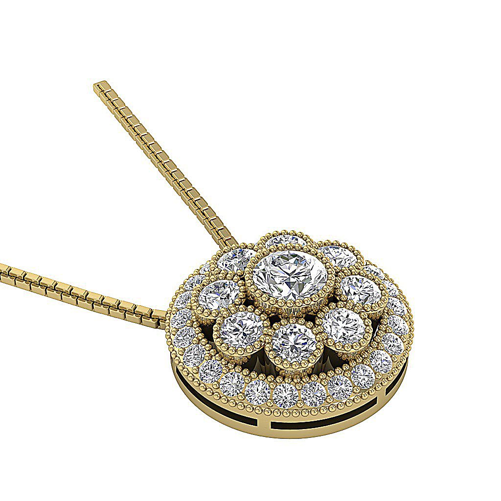 Halo Cluster Pendants 14k/18k Solid White Gold Natural Diamond SI1/I1 G 1.90 Ct Prong Bezel Set