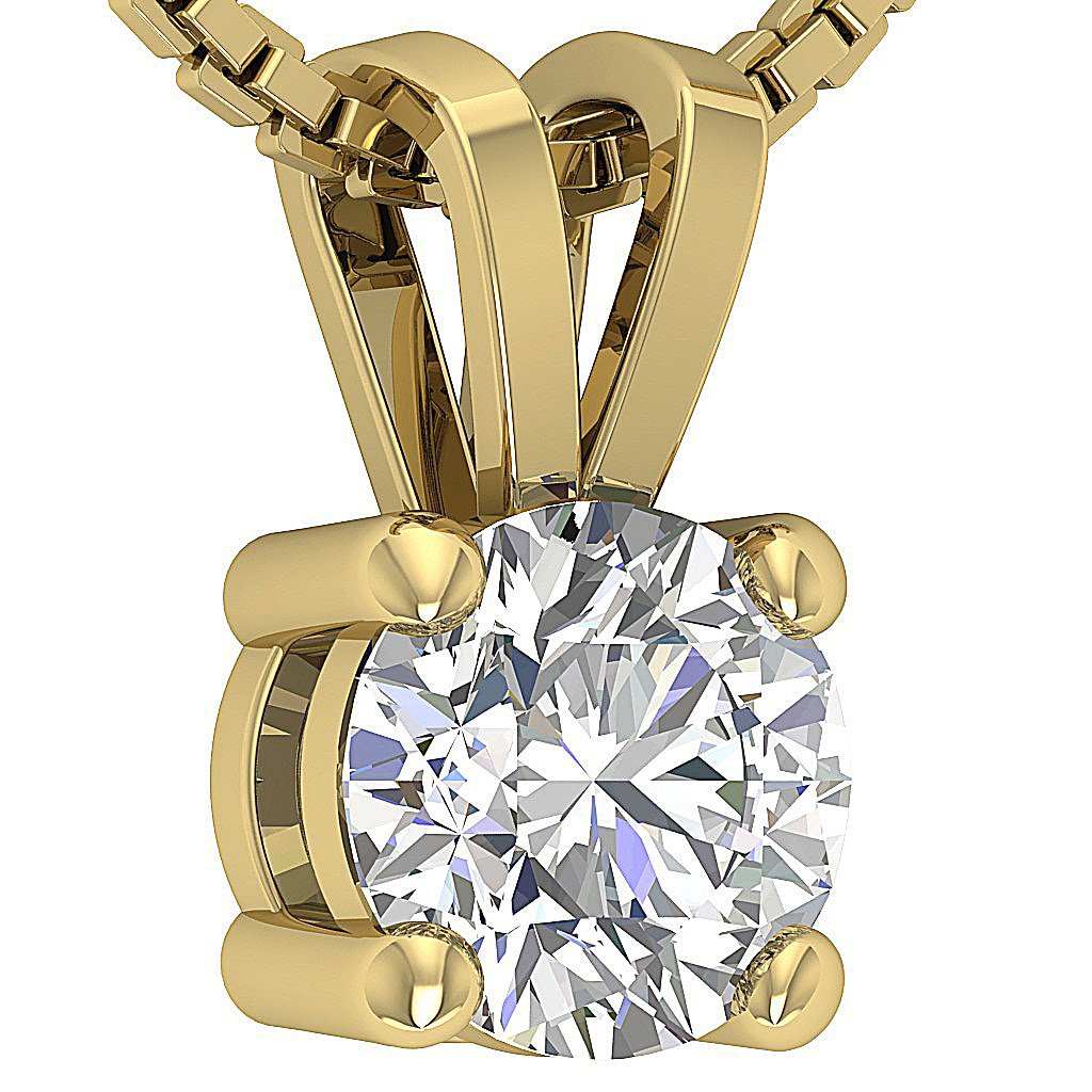 14k/18k White Yellow Rose Gold SI1/I1 G 1.00 Ct Solitaire Pendants Round Cut Diamonds Prong Set 6.29 MM