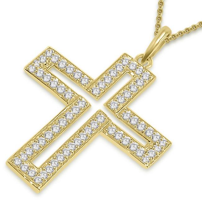 Pave Set Cross Engagement Pendants Natural Diamond VVS1/VS1/SI1/I1 1.00 Ct 14k/18k Solid Gold