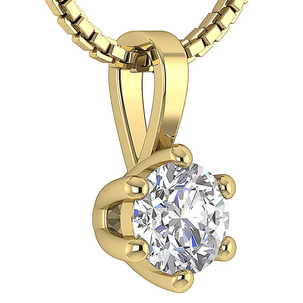 14k/18k White Yellow Rose Gold Solitaire Pendants VS1/SI1/I1 0.50 Ct Round Cut Diamonds Prong Set 5.00 MM