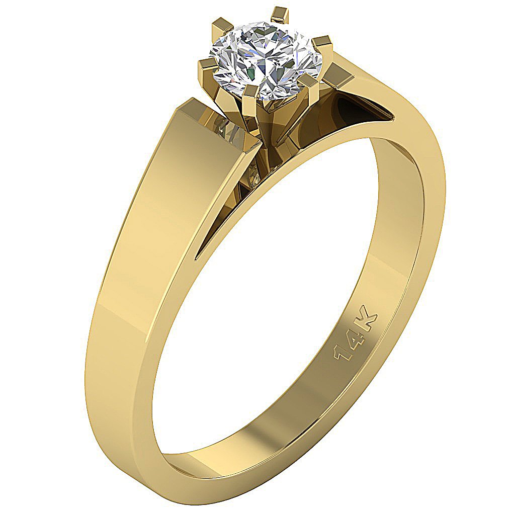 Brilliant round lab-grown diamond set in a 14K yellow gold bold band.