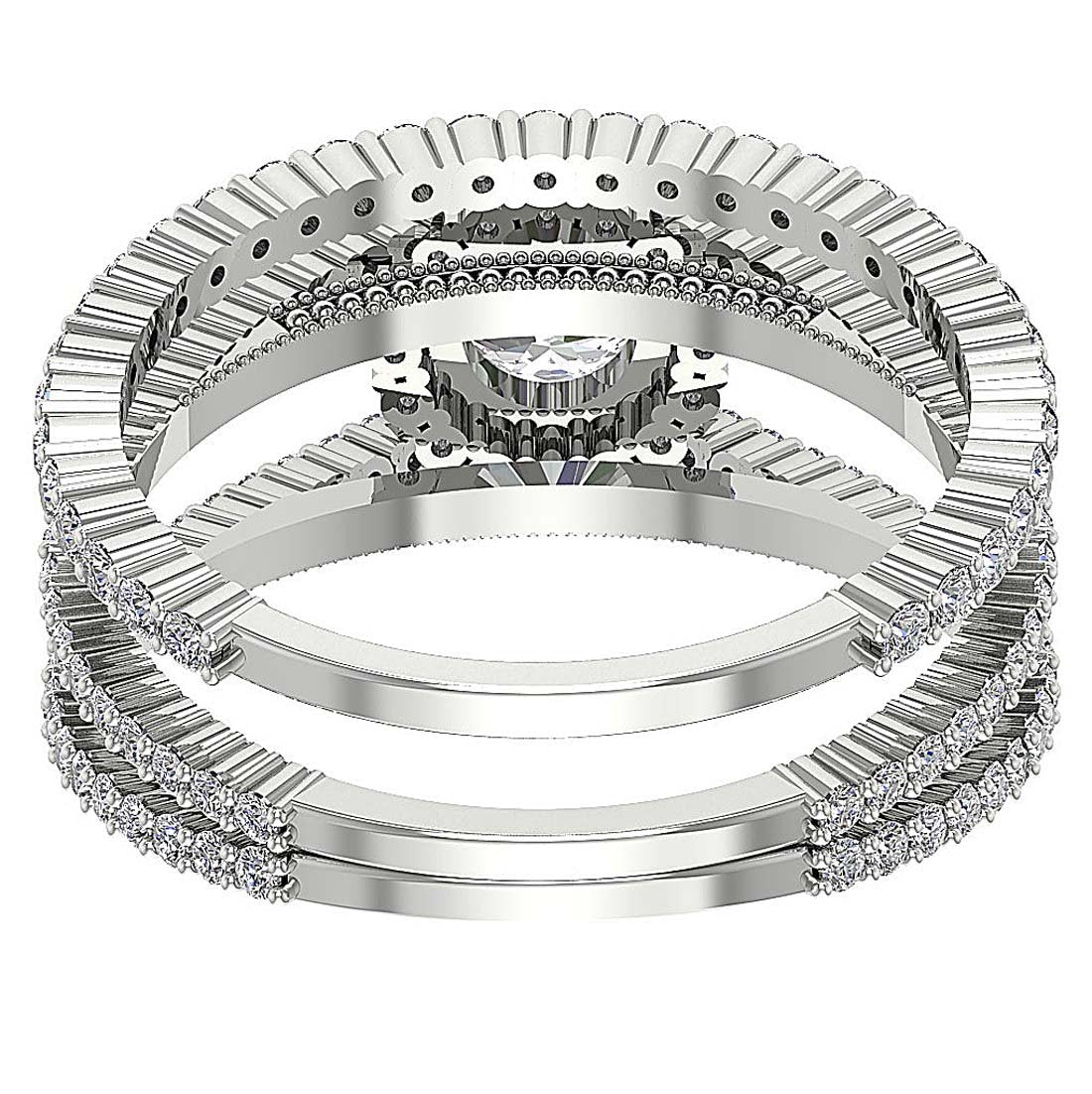 I1 G 2.00 Ct 14k Solid Gold Spilt Shank Bridal Wedding Halo Ring Set Natural Diamond