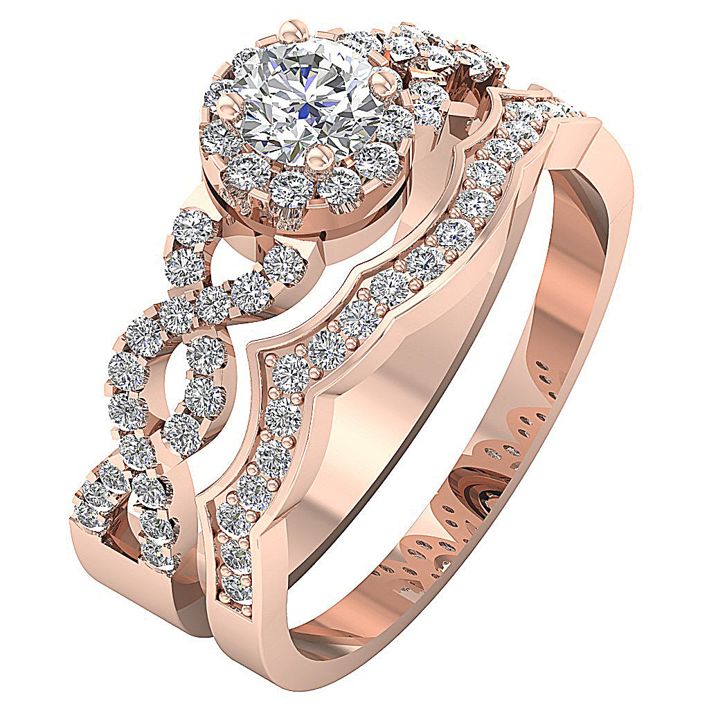 14kRoseGoldBridalEngagementRingSet