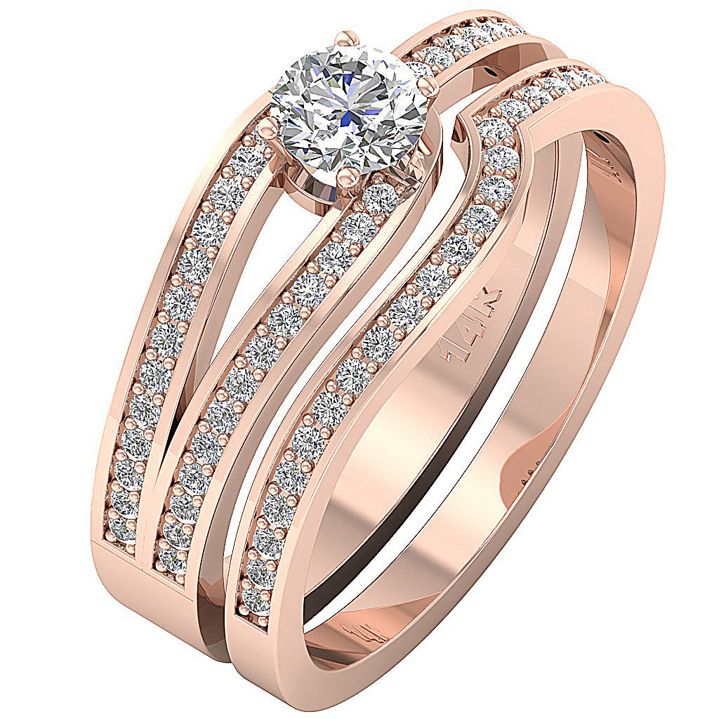 14kRoseGoldBridalEngagementRingSet