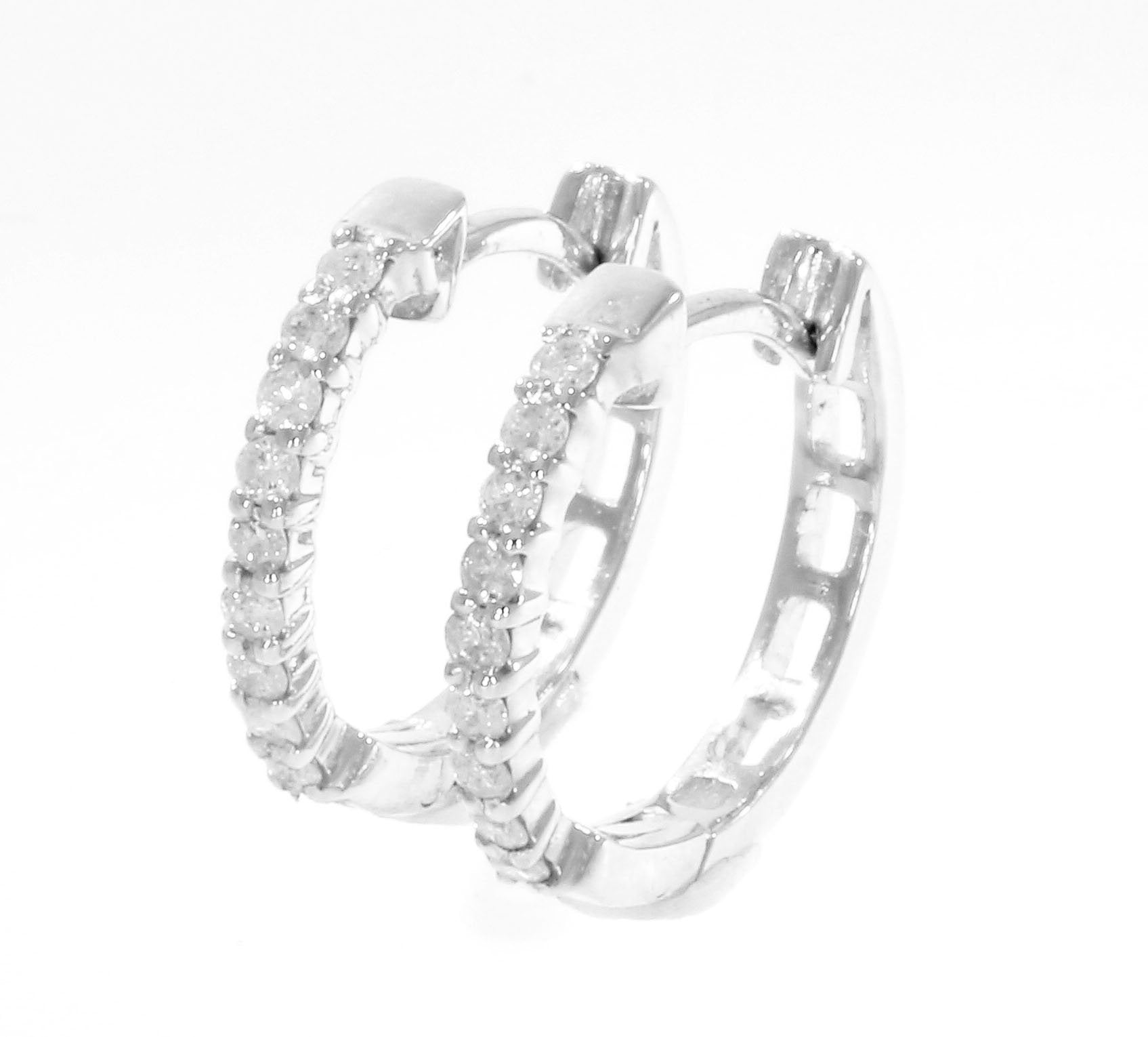 Beautiful Hoop Wedding Earrings Genuine Diamond SI1/I1 G 0.25 Ct 14k/18k Solid Gold Prong Set