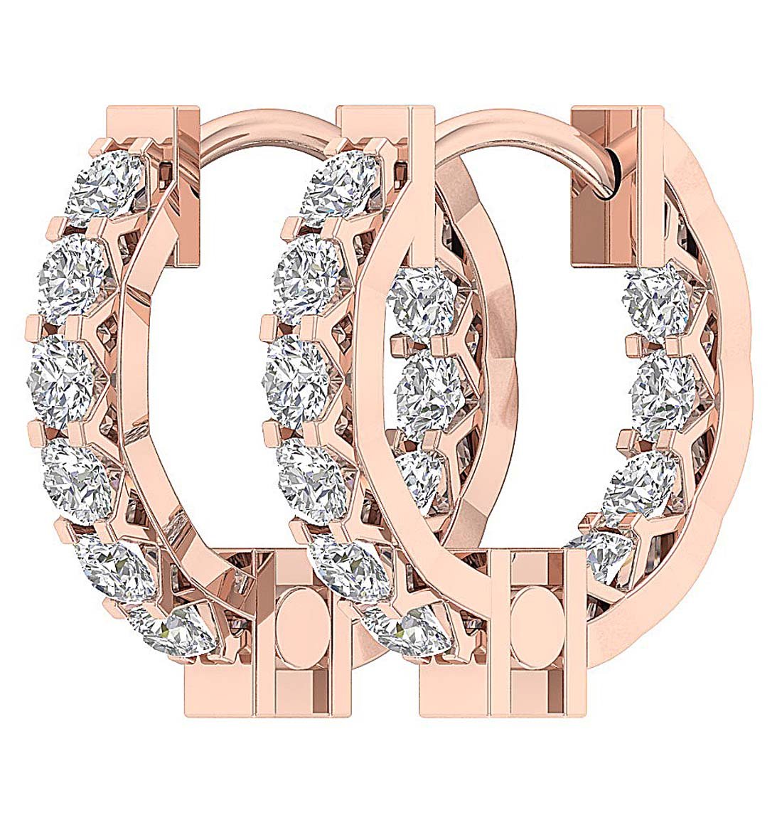 VVS1/VS1/SI1/I1 0.75 Ct Medium Hoops Wedding Earrings Genuine Diamond 18k/14k Yellow Gold Prong Set
