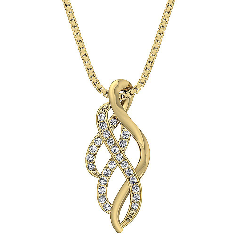 14k/18k Solid Gold Unique Fashion Pendants SI1/I1 G 0.20 Carat Round Diamond