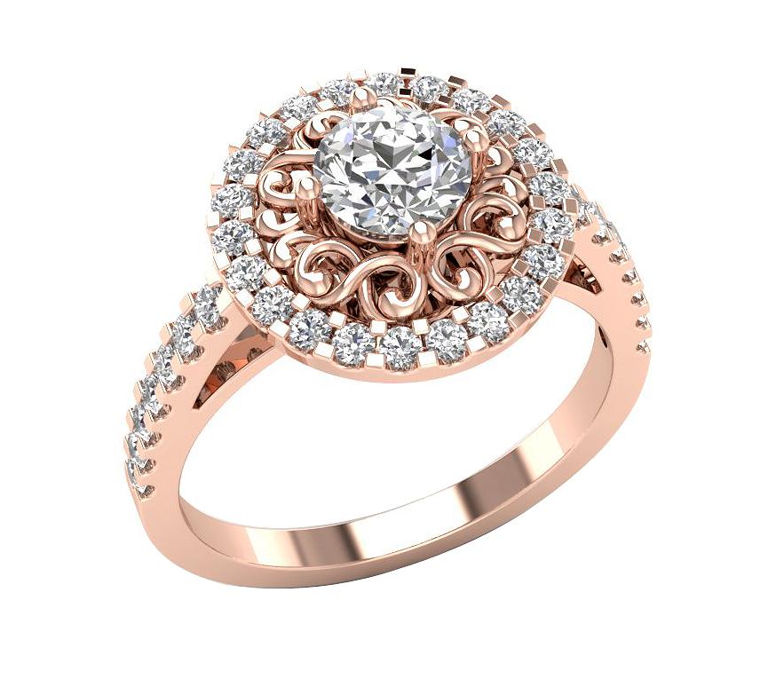 Round Diamond Solitaire Halo Anniversary Ring SI1 G 1.25 Carat 14k White Gold Prong Set