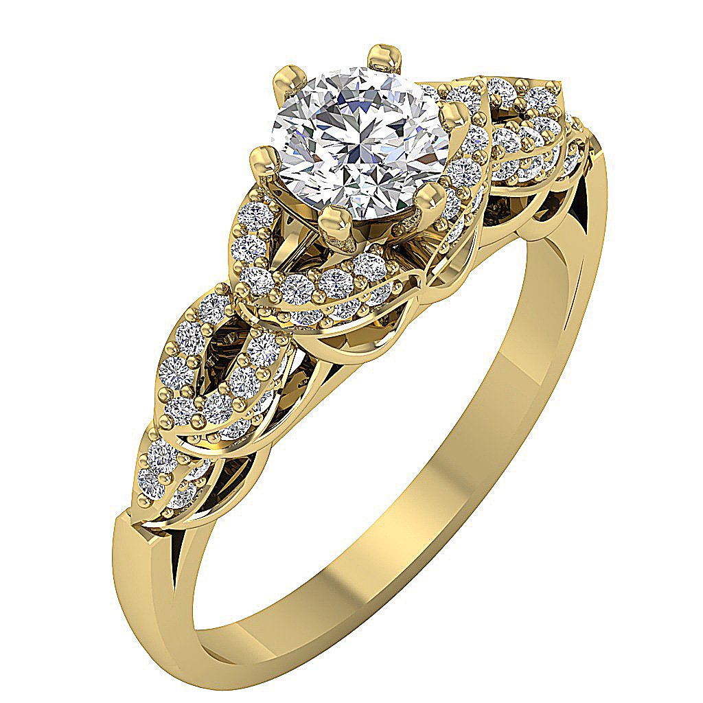 Prong Set Designer Anniversary Ring Round Diamond SI1 G 1.35 Ct 14k White Yellow Rose Gold