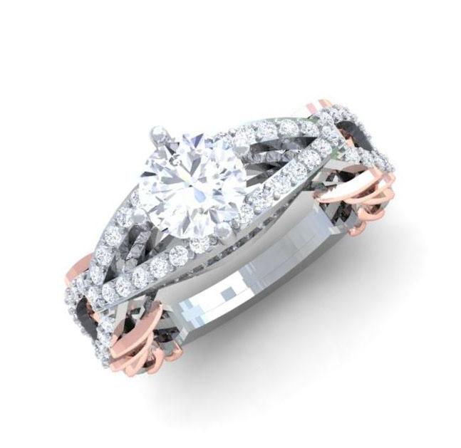 Natural Diamond Vintage Engagement Ring SI1 G 2.00 Carat 14k Two Tone Gold Prong Set