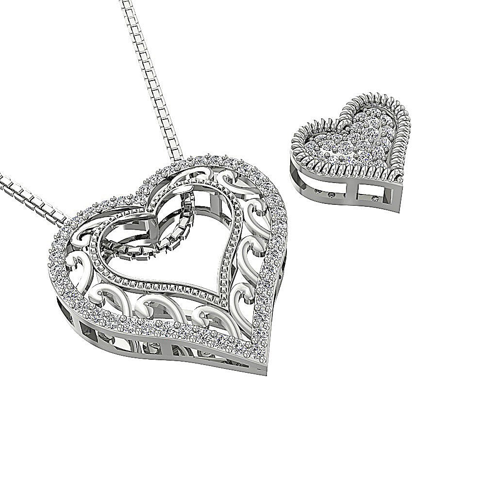SI1/I1 G 0.45 Ct Natural Diamond 14k/18k Solid Gold Unique Heart Pendant