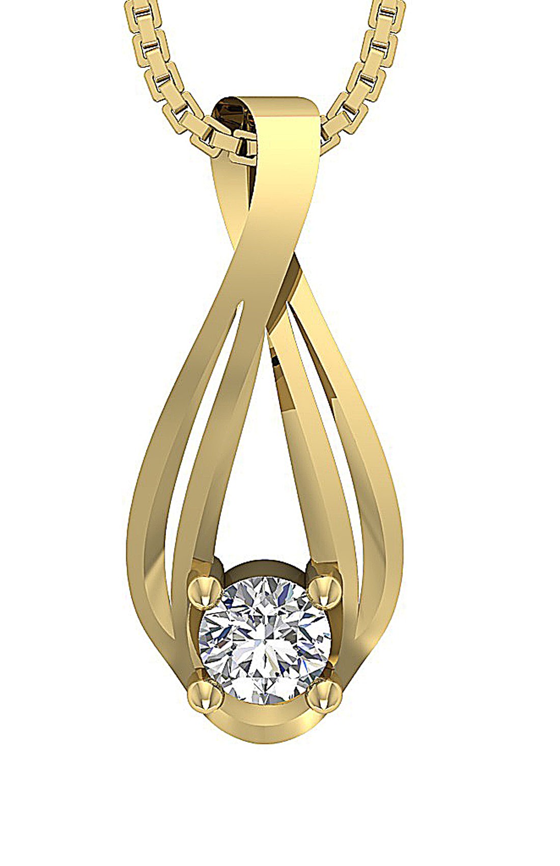 VS1/SI1/I1 0.30 Ct Round Diamond 14k/18k Gold Designer Solitaire Pendants