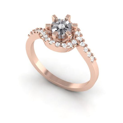 14k Rose Gold Vintage Solitaire Engagement Ring VS1 G 0.30 Carat Natural Diamond Prong Set