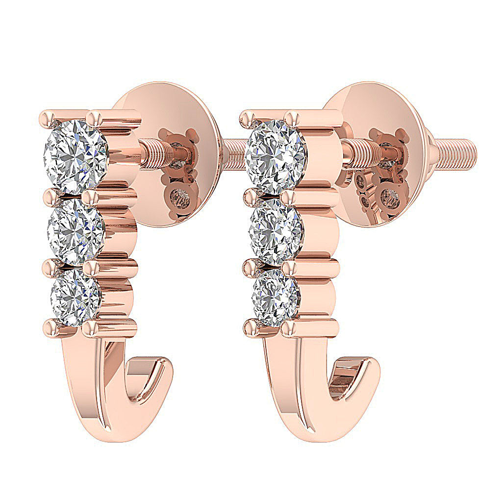 14kRoseGoldGenuineDiamondScrewBackEarring
