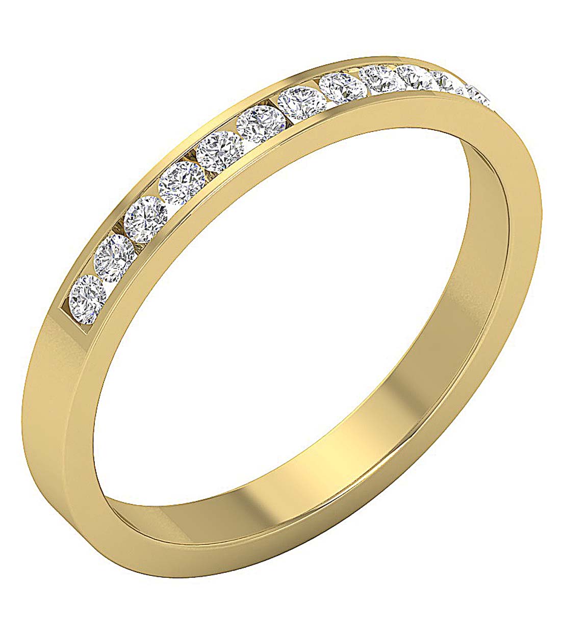I1 G 0.40 Carat Designer Anniversary Ring Round Diamond 14k White Yellow Rose Gold Channel Set