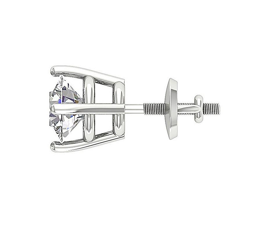 Genuine Diamond Solitaire Studs Wedding Earrings SI1/I1 G 0.20 Ct 14k/18k White Gold Prong Set