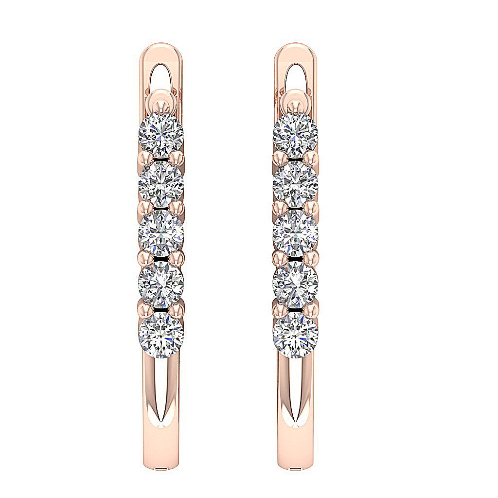 14k Rose Gold Natural Diamond Earring Set