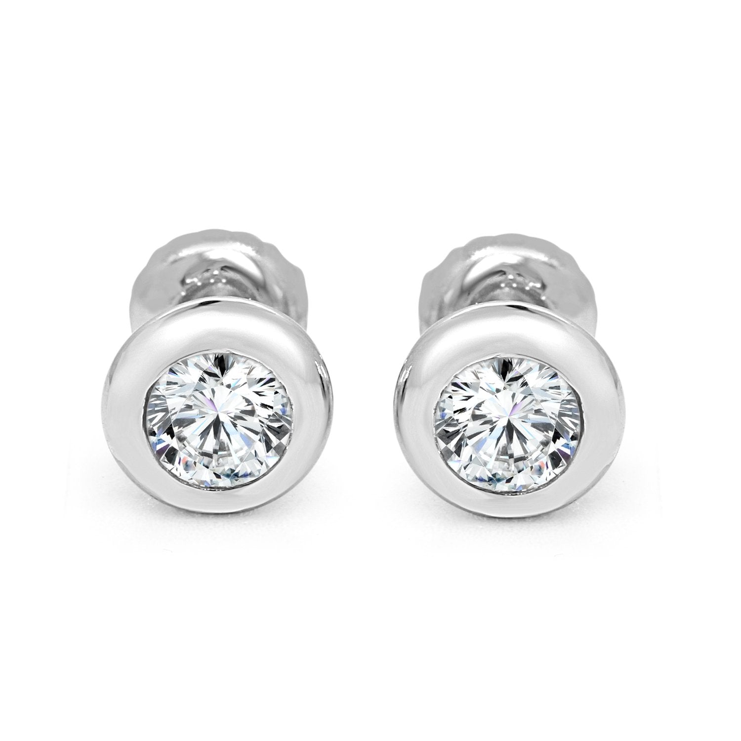 14k/18k Rose Gold Solitaire Studs Anniversary Earrings Round Diamond SI1/I1 G 0.60 Ct Prong Set