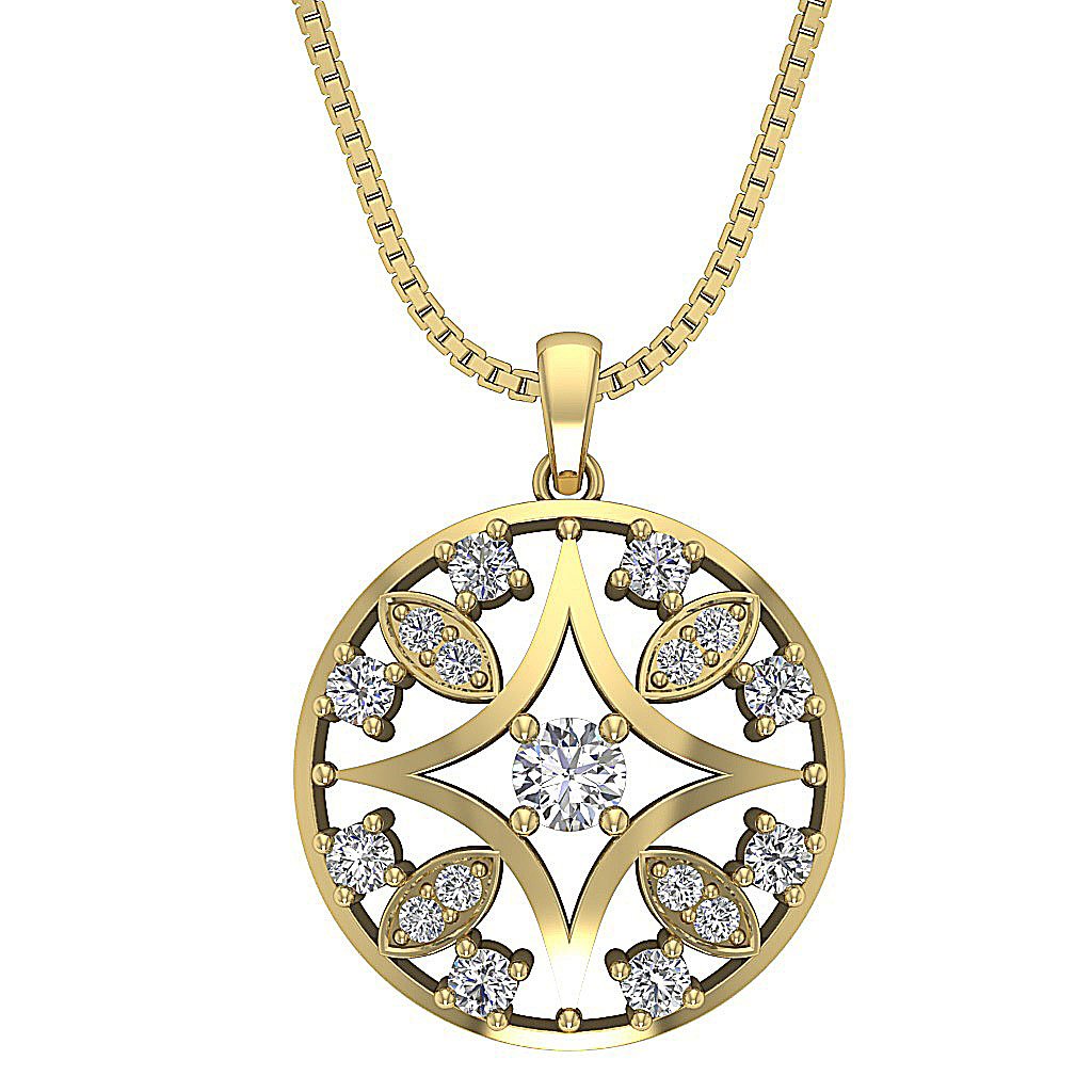 Vintage Fashion Pendant SI1/I1 G 1.00 Carat Round Diamond 14k/18k Solid Gold