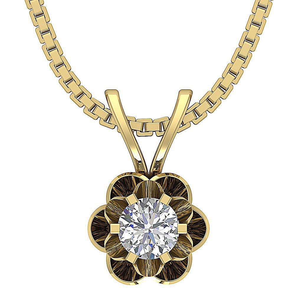 Natural Diamond SI1/I1 G 0.25 Ct Unique Solitaire Pendants 14k/18k Solid Gold