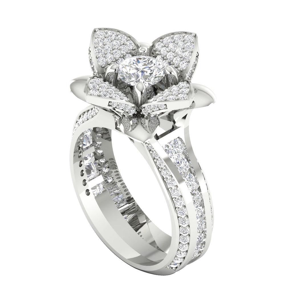 I1 G 2.75 Carat Designer Unique Solitaire Ring Natural Diamond 14k Solid Gold