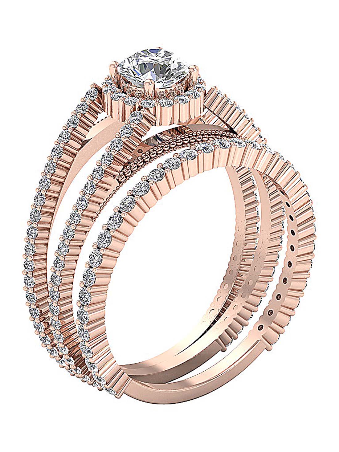 I1 G 2.00 Ct 14k Solid Gold Spilt Shank Bridal Wedding Halo Ring Set Natural Diamond