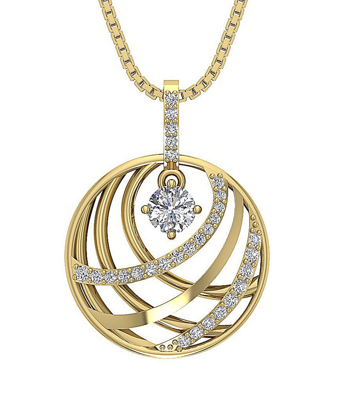 Designer Fashion Pendant SI1/I1 G 0.55 Carat Round Diamond 14k/18k Solid Gold