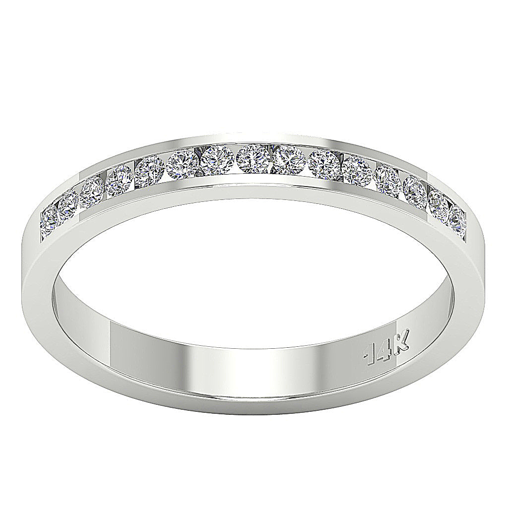 Engagement Ring Natural Diamond I1 G 0.30 Ct 14K Solid Gold Channel Set