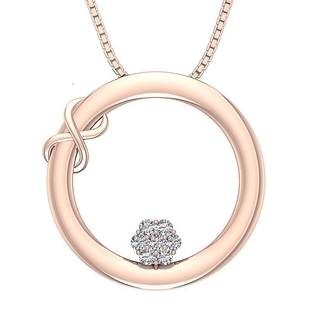 Genuine Diamonds SI1/I1 G 0.30 Carat Circle Shape Pendants 14k/18k Solid Gold
