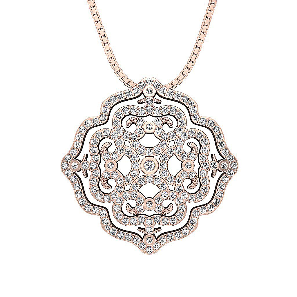 14k/18k Solid Gold Round Diamonds SI1/I1 G 1.00 Carat Antique Fashion Pendants