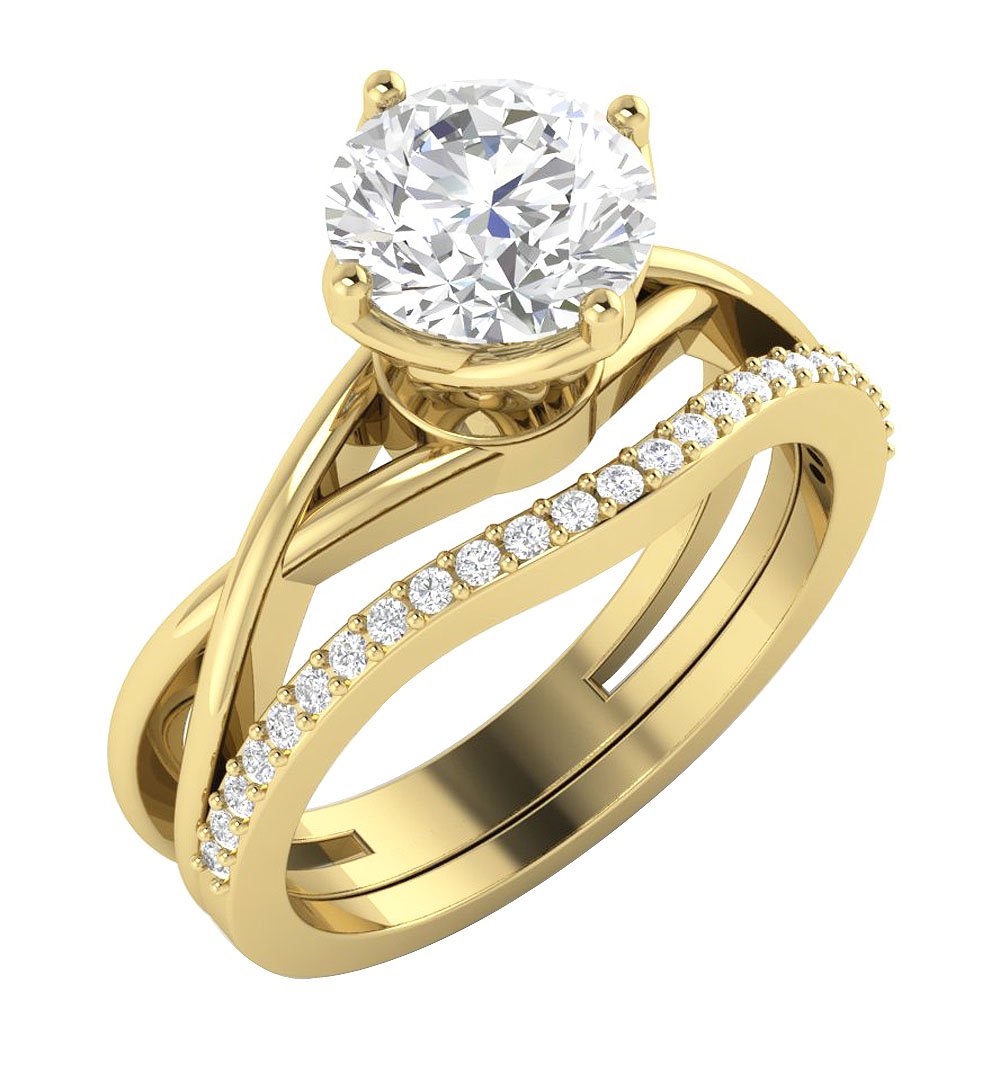 Matching Engagement Ring And Wedding Band Sets I1 G 1.30 Ct Natural Diamond 14K Gold