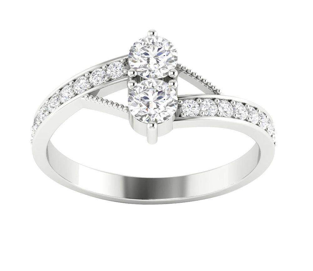 Forever Us Two Stone Anniversary Ring Round Diamond SI1 G 0.80 Carat Prong Set 14k Solid Gold