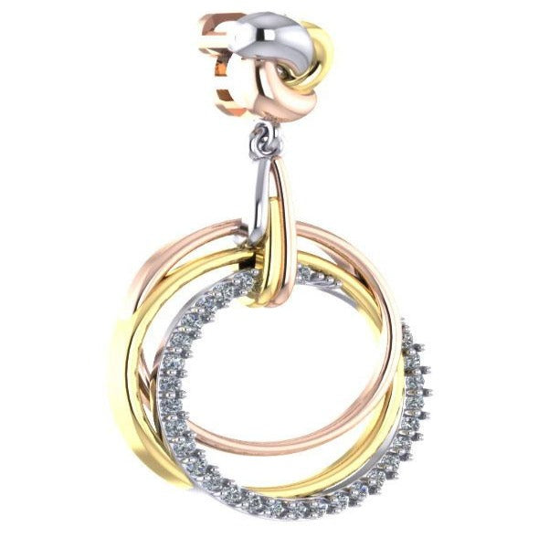 Round Diamond SI1/I1 G 0.30 Carat Designer Knot Pendant 14k/18k Multi Tone Gold