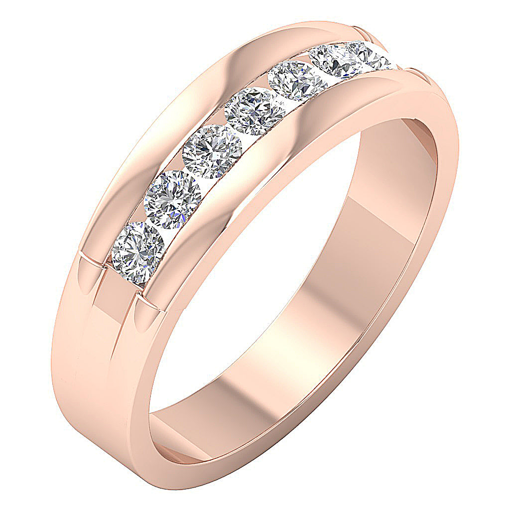 14K Yellow Gold Wedding Ring Genuine Diamond I1 G 0.65 Ct Channel Set