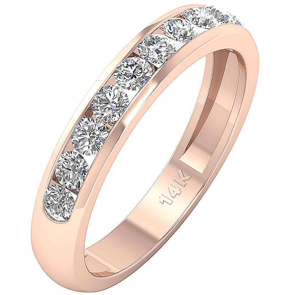 14K Rose Gold Anniversary Ring Round Diamond I1 G 1.00 Ct Channel Set