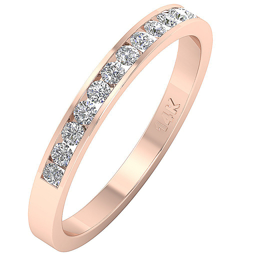 14K Yellow Gold Anniversary Ring Natural Diamond I1 G 0.40 Ct Channel Set