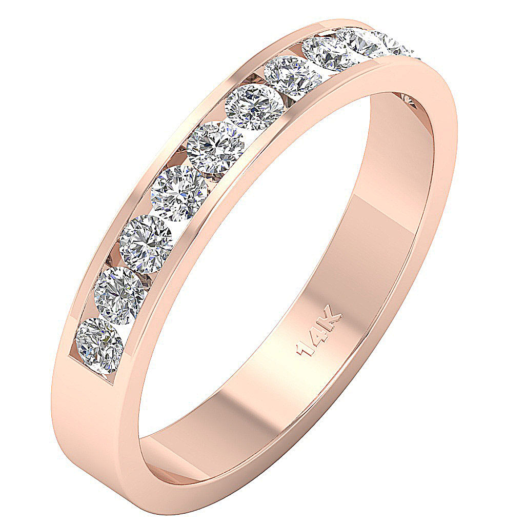 14K Rose Gold Engagement Ring Genuine Diamond I1 G 0.75 Ct Channel Set