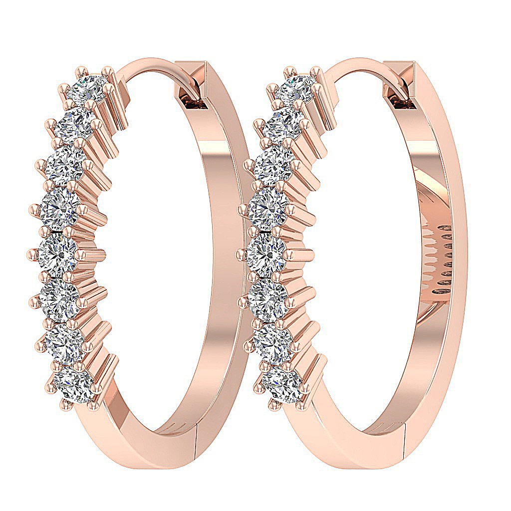 14k Rose Gold Antique Hoops Earring Set
