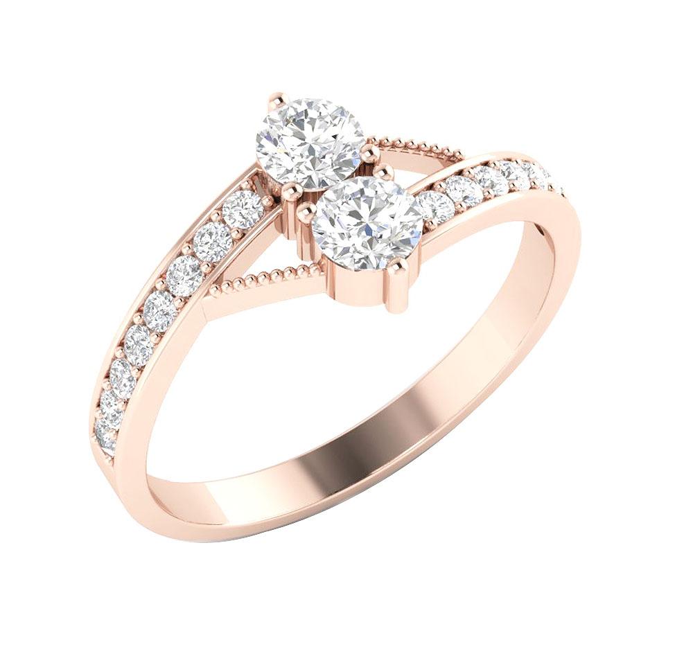 Forever Us Two Stone Anniversary Ring Round Diamond SI1 G 0.80 Carat Prong Set 14k Solid Gold