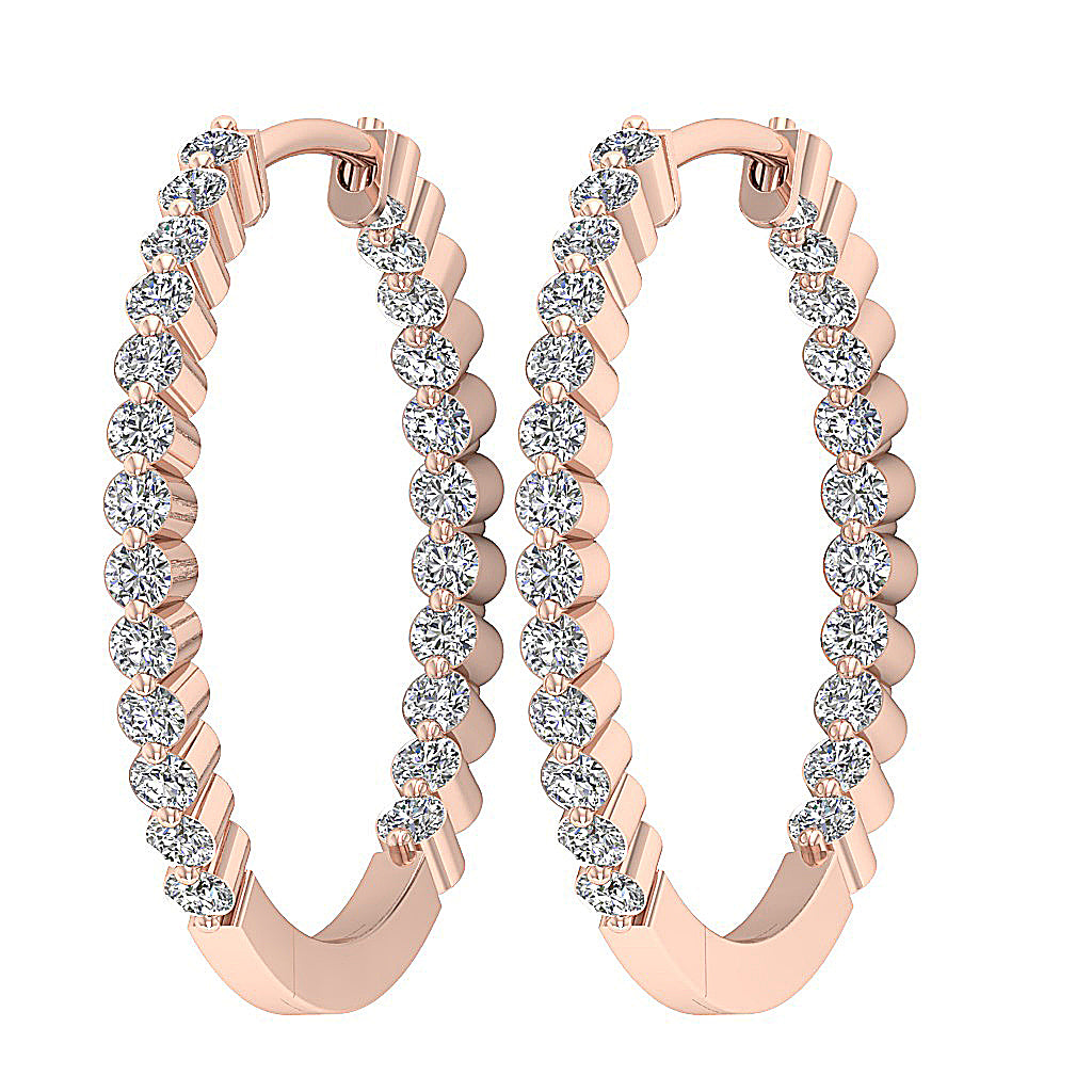 14kSolidGoldBarSetHoopsEarring