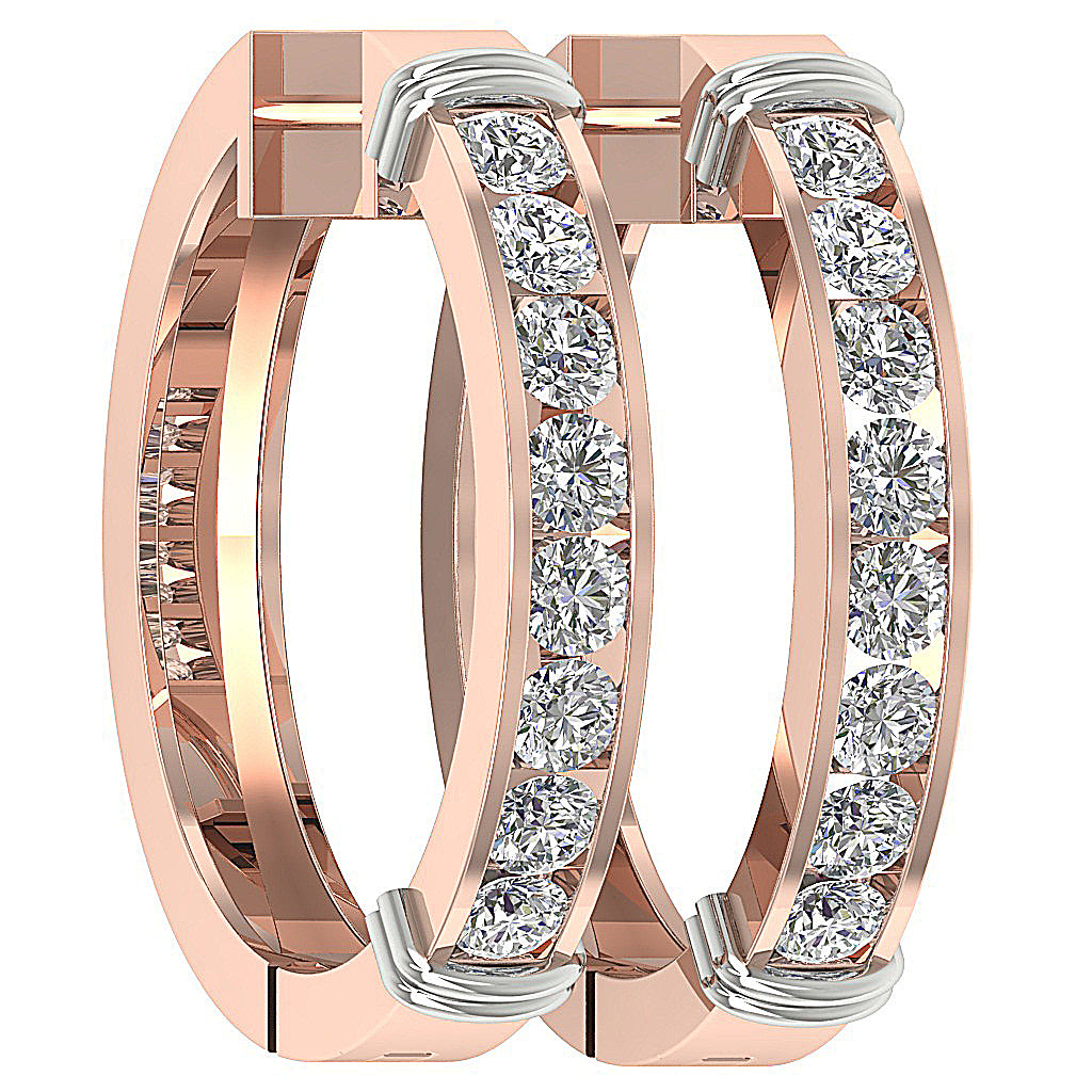 14kRoseGoldChannelSetHoopsEarring