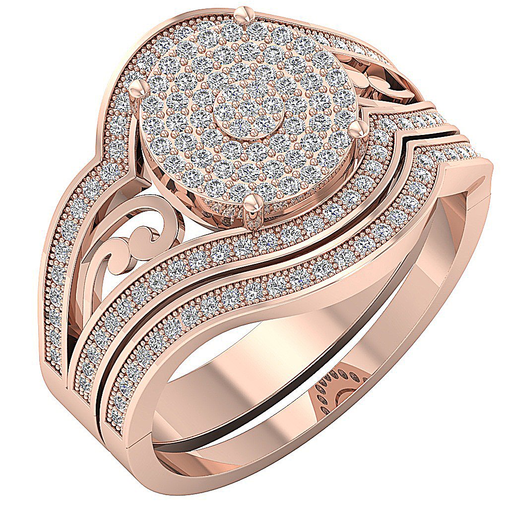 14K Solid Gold Milgrain Halo Bridal Engagement Ring Natural Diamond Prong Set I1 G 0.75 Carat