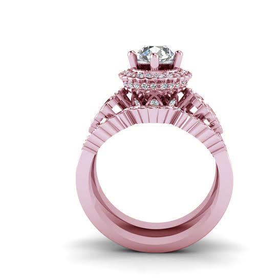 Designer Bridal Halo Wedding Ring Set I1 G 1.80Ct Genuine Diamond 14k White Yellow Rose Gold