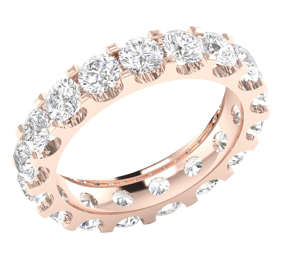 Prong Set Stackable Eternity Anniversary Ring Round Diamond VS1 G 5.00 Ct 14k White Yellow Rose Gold