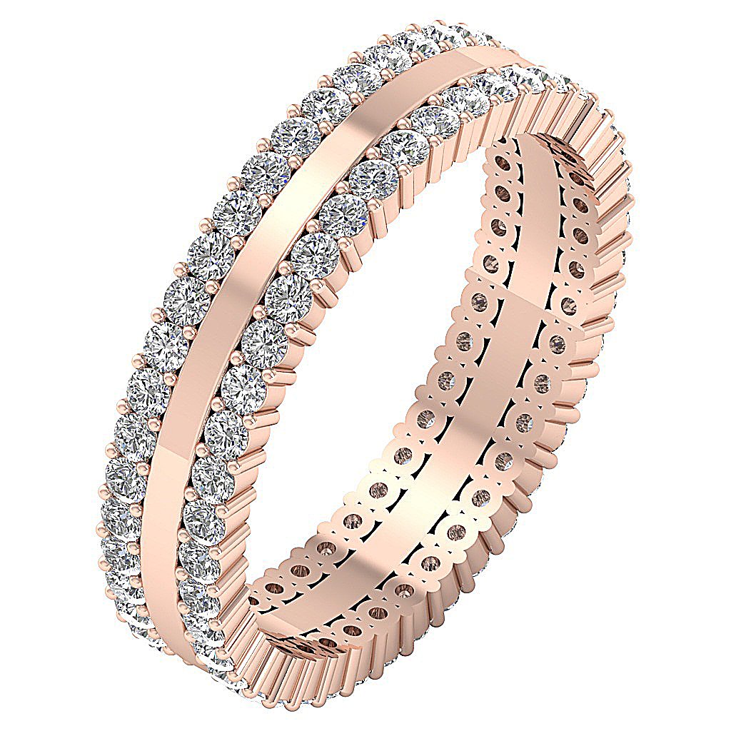 SI1 G 1.75 Ct Round Diamond 14k Solid Gold Antique Engagement Eternity Ring