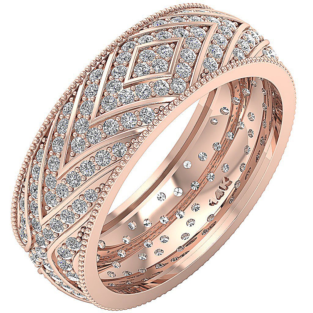 I1 G 1.65 Ct Round Diamond 14k White Gold Vintage Eternity Anniversary Ring Prong Set