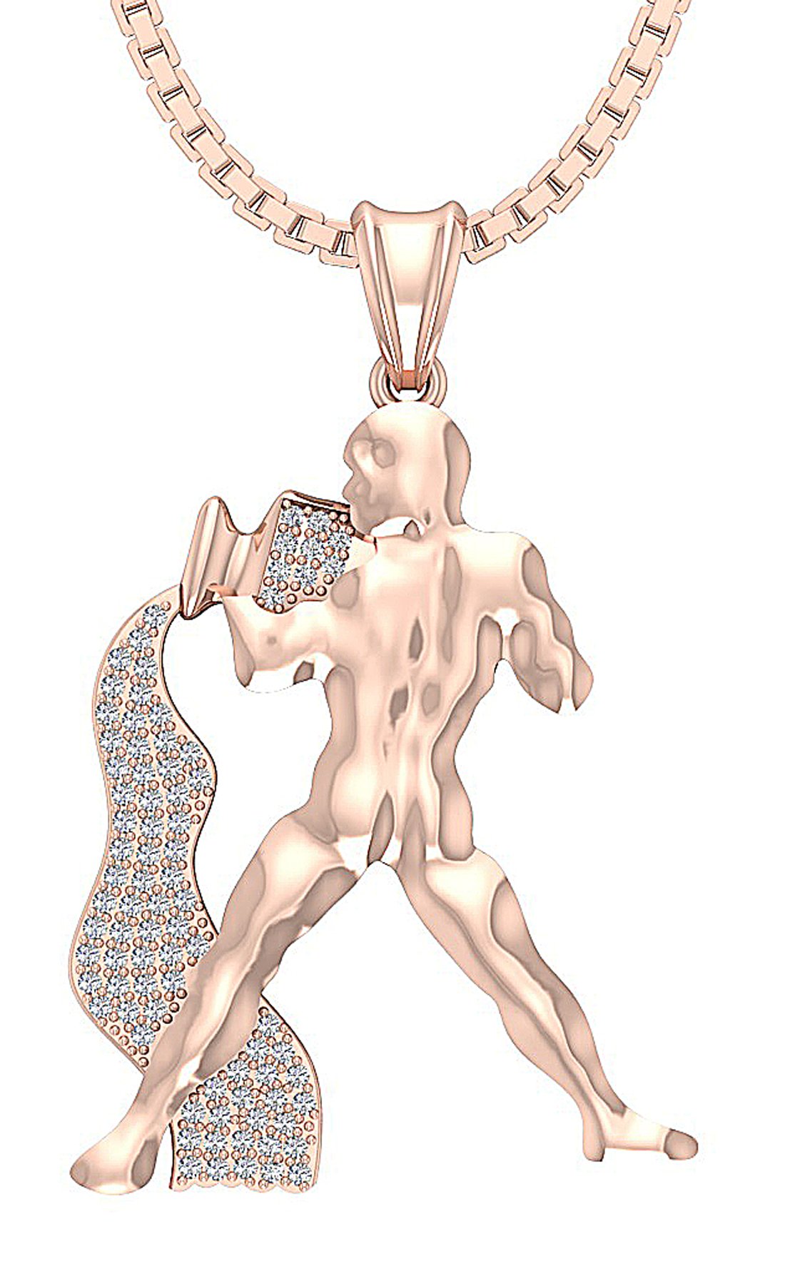 Round Diamond I1/SI1 G 0.35 Carat Aquarus Zodiac Sign Pendant Necklace 14K/18K Gold
