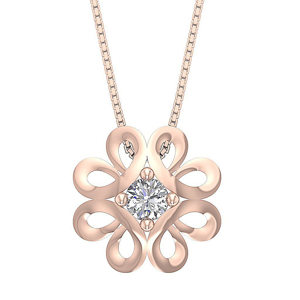 Round Diamond 14k/18k Solid Gold Designer Solitaire Pendant SI1/I1 G 0.55 Ct
